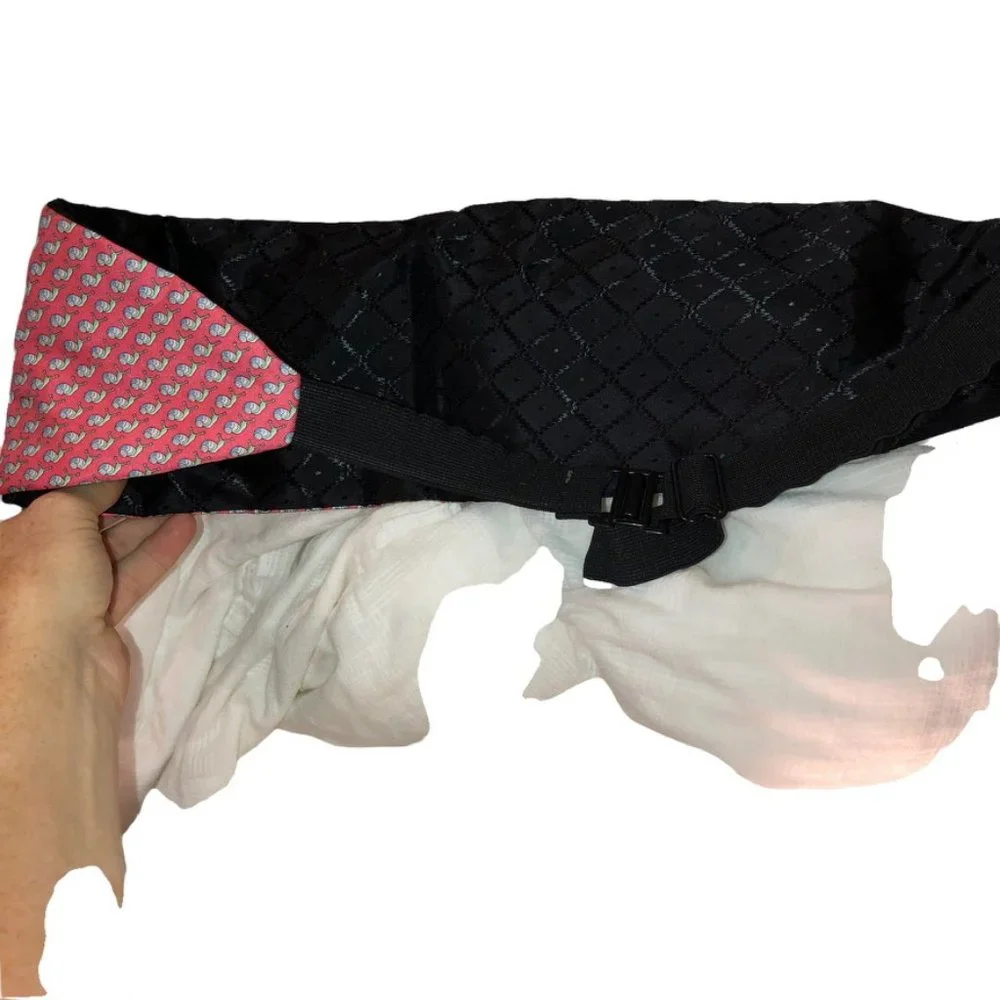 VIneyard Vines 100% SILK pink green snail print cummerbund